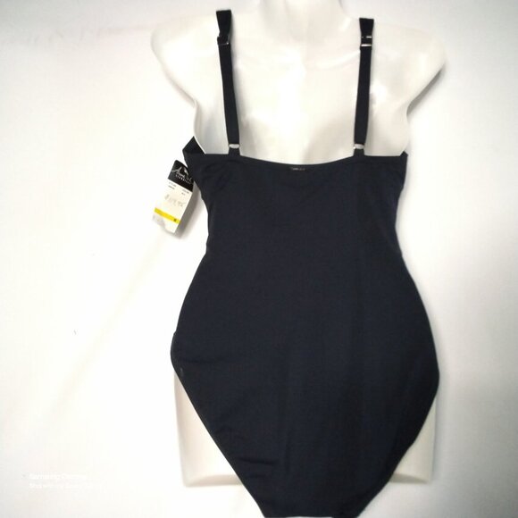 Anne Cole Signature 1 Pc. Black W/Silver O-Ring Front Maillot Swimsuit NWT Med - Picture 6 of 7
